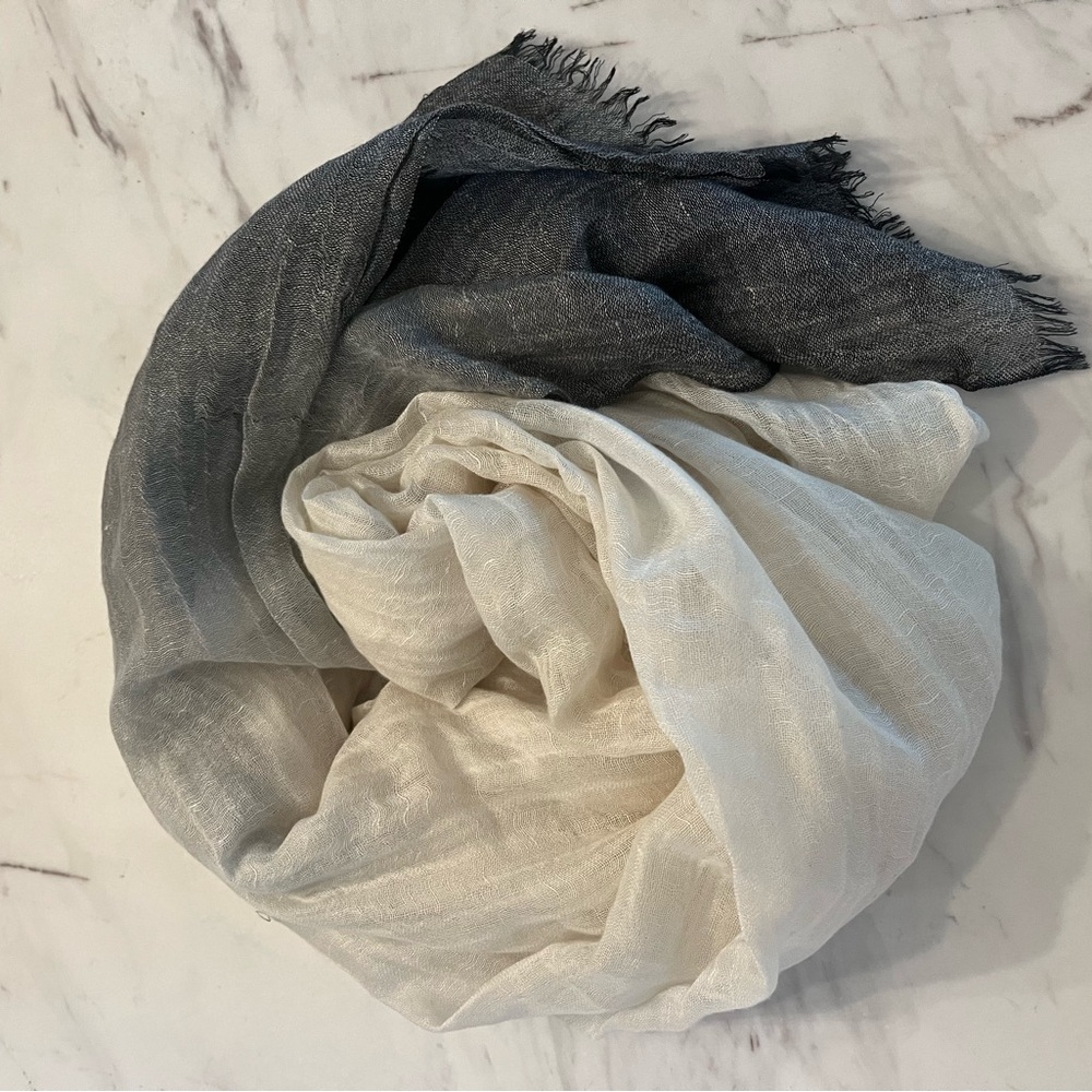 Lightweight Two-Tone Banana Republic Wrap - Charcoal & Cream